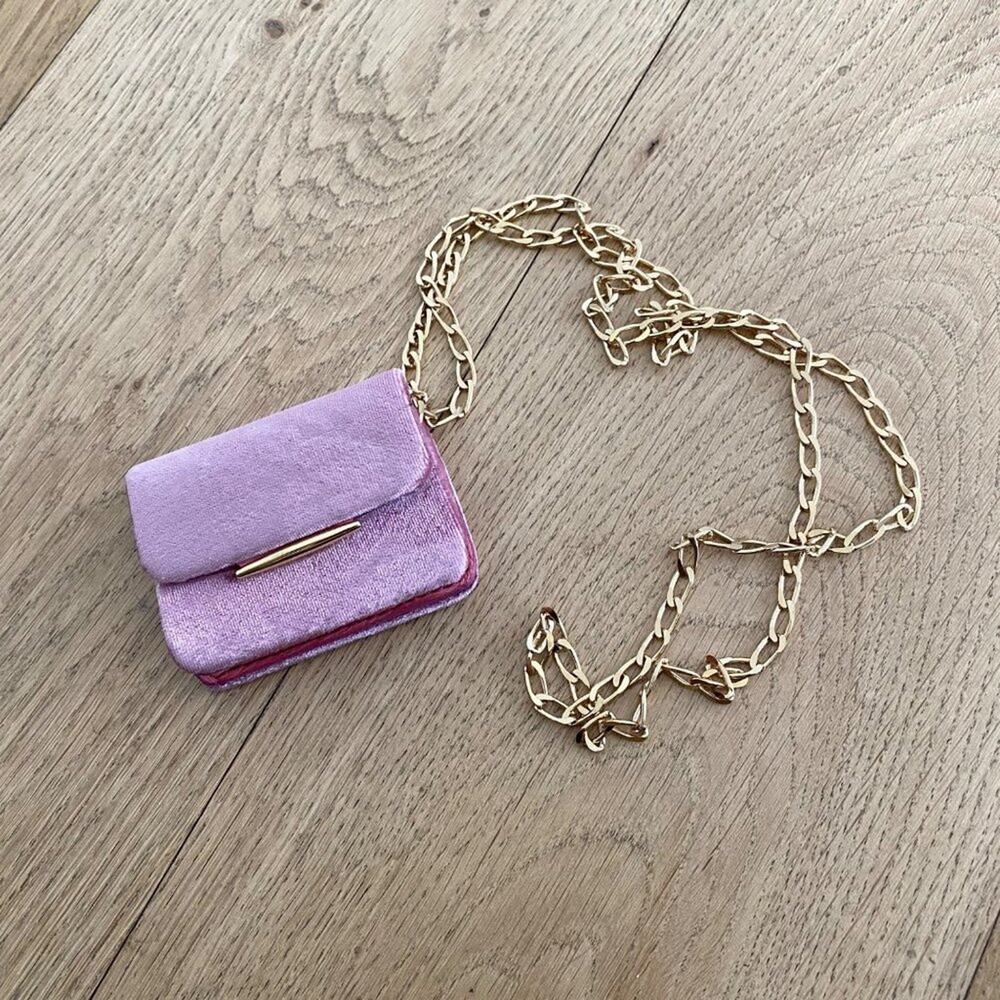 Tyler Ellis Micro Mini Candy Clutch Velvet Purse in Pink